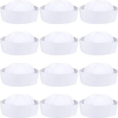 Sombreros Marineros Blancos de 12 Piezas Sombreros Marineros Divertidos para Fiestas, Aptos para Niños Mayores y Adultos Promedio para Gorro de Marinero Accesorio para Disfraces y Disfraces