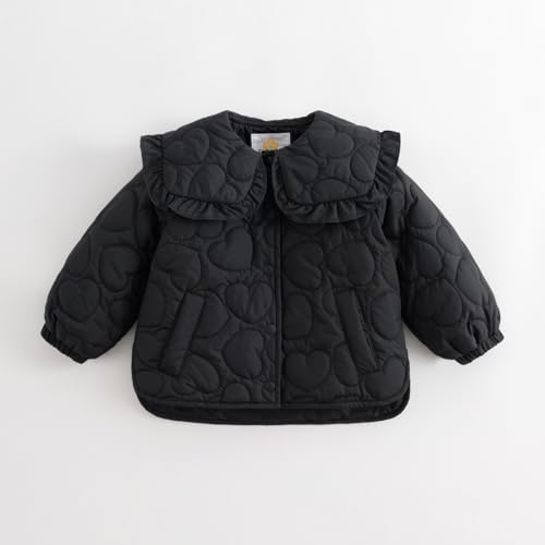 marc & janie Baby Girls 3D Flower Lapel Jacket Floral Quilted Snap Button Coat Long Sleeve Outerwear 2410172