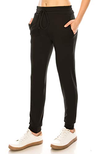 ALWAYS Women's Fleece Jogger Pants - Premium Soft Winter Warm Pockets Sweatpants Black