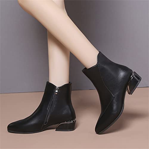 Botines de tacón grueso cómodos y sencillos para mujer con cierre lateral 5