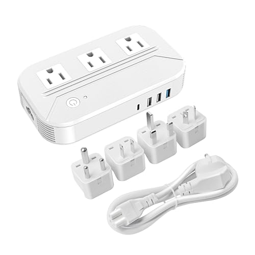 変圧器 海外旅行用 変換プラグセット 海外コンセント USB充電ポート ポータブルトランス 240V/230V/220Vから120V/110V/100V変圧器 電圧変換 降圧トランス 電圧変換器 変換プラグ SEタイプのコードが付き(A/M/G/Iタイプ)