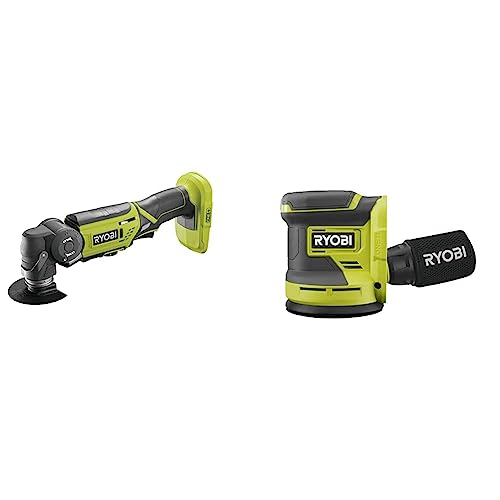 Ryobi - Outil multifonctions 18 V One+ sans batterie ni chargeur 10000-20000 osc/min tête 5 positions - R18MT-0 & Ponceuse excentrique 18 Volts ONE+™ 125 mm...