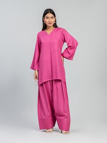 Image of Womens Rayon Solid Straight Kurta Farshi Salwar Set