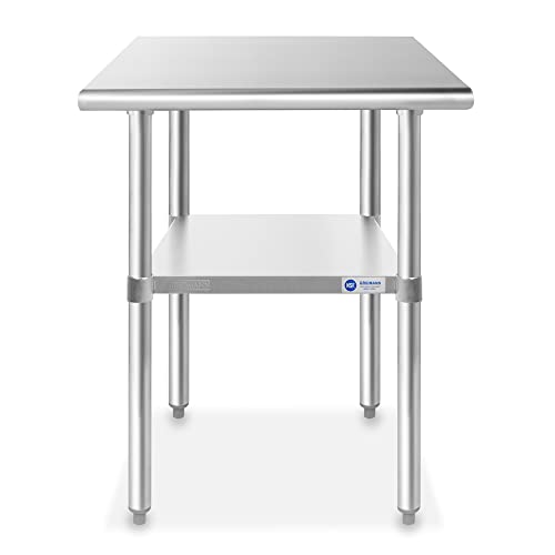 GRIDMANN Stainless Steel Work Table 30 x 24 Inches, NSF Commercial Kitchen Prep Table with Under Shelf for Restaurant and Home