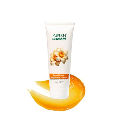 Image of ARISH BIO-NATURAL Papaya Chandan Depigmentation Face Wash with Niacinamide & Sandalwood | Dark Spot Care Cleanser | Herbal Daily Cleanser for Men & Women | Suitable for Dry & Combination Skin | 75 ml