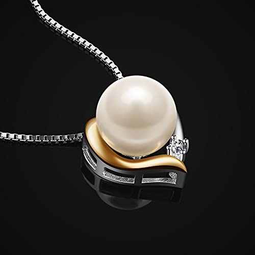 Pearl Necklace for Women,Heart Pendant necklaces Sterling Silver 925,Cubic Zirconia 18'' Jewelry for Women,Wife,Mom, Her2