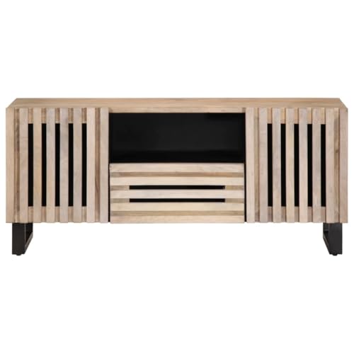 FUDUGEHMIOFWFJJ 4-TLG. TV-Wohnwand mit LED-Beleuchtung in Sonoma-Eiche Optik, Modernes Fernsehmöbel Set mit Schubladen und Regalen für Wohnzimmer und Entertainmentbereich – Bild 3