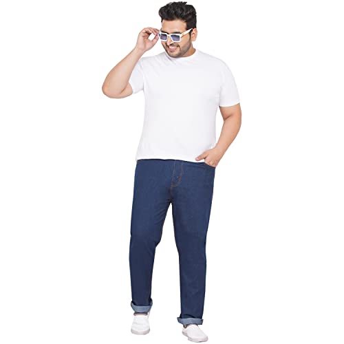 Image of JOHN PRIDE Plus Size Men's Stretchable Mid-Rise Comfort Fit Clean Look Cotton Jeans for Men