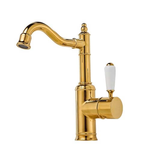 Robinet de lavabo en laiton doré rétro pour une salle de bain chic