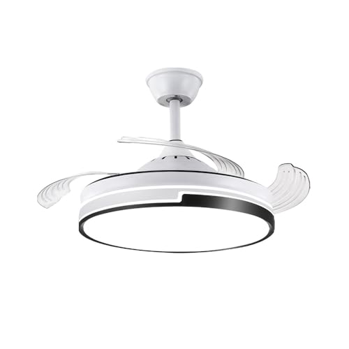 XZXCVN Ventilador de Techo con Luz y Control APP, Aspas Retráctiles de 42 Pulgadas, 6 Velocidades, Luz LED Inteligente para Dormitorio y Sala - Motor DC Eficiente, Temporizador y Mando (Varilla de