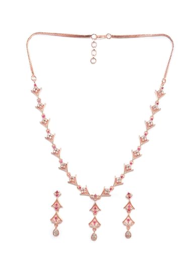 Juego de joyas hipoalergénico de latón con rubí rosa que no pesa