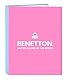 BENETTON SPRING Ordner mit Folios 4 Ringen, ideal für Kinder unterschiedlichen Alters, bequem und vielseitig, Qualität und Widerstandsfähigkeit, 26,5 x 33 cm, Himmelblau, Himmelblau, Estándar, Casual