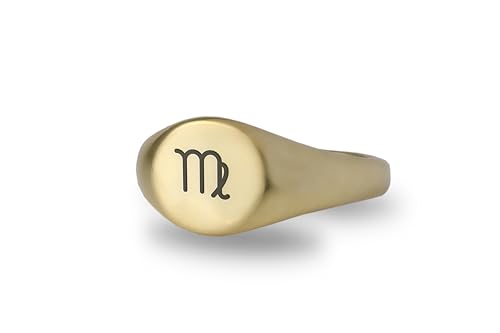 Bague Signet Vierge en Or 14k - Chevalière Zodiaque Personnalisée