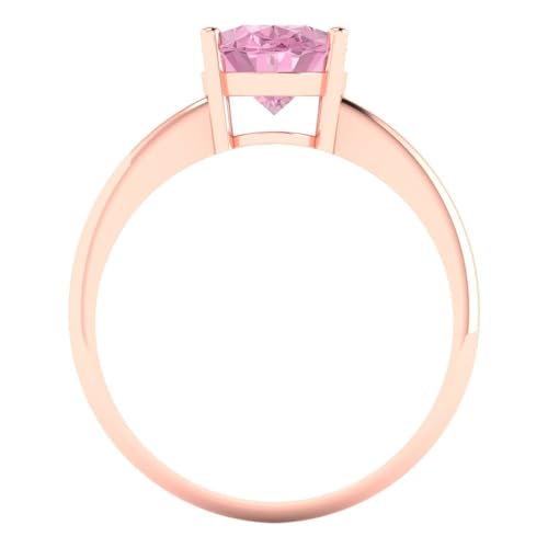 Clara Pucci 2 tcw Oval Cut Engagement Ring for Women, 14K Solid Gold, Rose Gold, Solitaire Simulated Pink Diamond Bridal Anniversary Promise Ring4