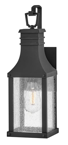 Hinkley Beacon Hill Medium Wall Mount Lantern - Estate Series, 1-Light, Aluminum, Clear Seedy Glass - Museum Black Finish