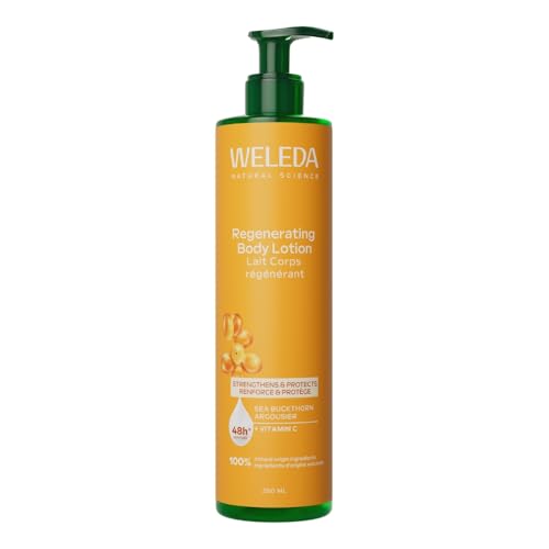 Weleda Regenerating Body Lotion with Sea Buckthorn Body Moisturiser with Vitamin C Moisturising Cream For Men & Women Certified Natural Vegan 250ml