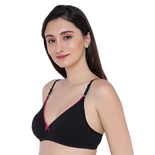 Image of Laavian Women's Wirefree Non Padded Plunge Neck Bra with Elasticated Support Band and Adjustable Shoulder Straps