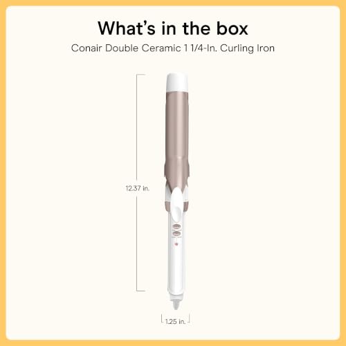 Image of Conair Double Ceramic Long Barrel 1 -In. Curling Iron | 1 In. Barrel with 30 Heat Settings for Medium to Long Hair, Loose Curls and Classic Waves, White /Rose Gold, CD702L