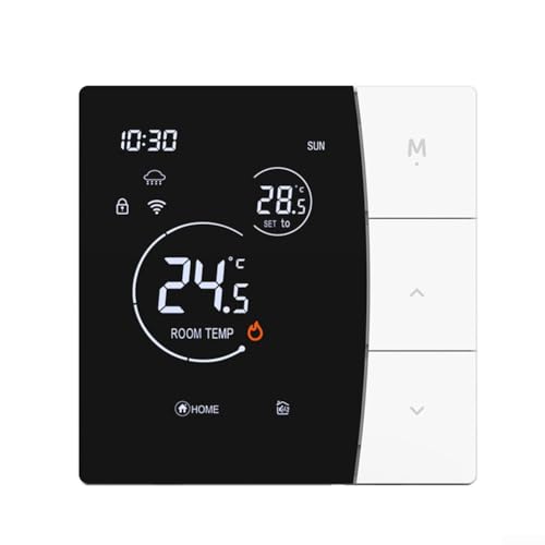 31 A pour thermostat intelligent WiFi Tuya, affichage LED, écran tactile, thermostat d'ambiance numérique, avec commande vocale, pour chauffage au sol électrique, chaudière à gaz (blanc 16A-WIFI)