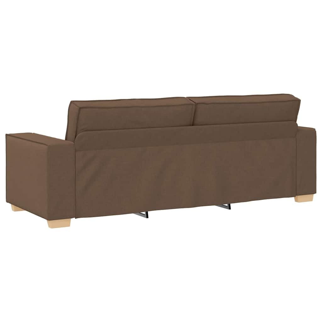3-Sitzer-Sofa Braun Stoff 220 cm mit stabilem Holz-Metall-Gestell, breite Armlehnen, Bequeme Polsterung ideal für Wohnzimmer Büro Gästezimmer gemütlich und platzsparend