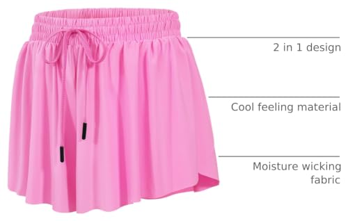 Image of HASMES Girls Butterfly Shorts Teen Flowy Athletic Shorts for Running Dance Cheer 5-14Y