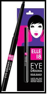 Elle 18 Eye Drama Kajal, Super Black, Smudgeproof & Waterproof, 0.35 G, Matte Finish