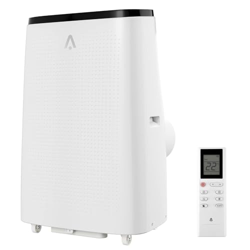 14000 BTU Portable Air Conditioner, with Remote Control 3 in-1 Ultra-Quiet Cooling, Dehumidifier & Fan for Rooms Up to 700 Sq. Ft. – Sleep Mode, 24H Timer & Windows Kit White & Dark 1 Count