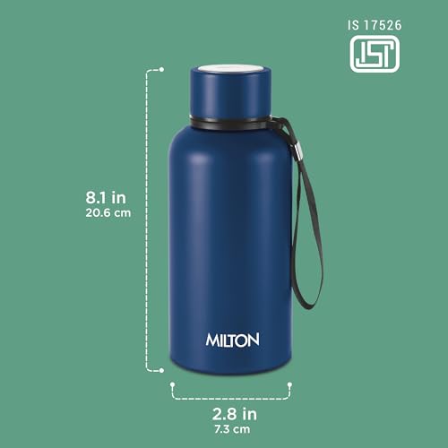 Image of Milton Aura 500 Thermosteel Water Bottle 500 ml, 24 Hr Hot and Cold I Leak Proof Lid, ISI Certified I Vacuum Insulated I for Office, Gym, School I Dark Blue