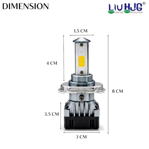 Image of LIU HJG LED H4 Headlight Bulb High Brightness Waterproof & Heat Dissipation 40W 12V DC Power White Light Reflection Universal fit for All Bikes & Cars (Pack of 1)