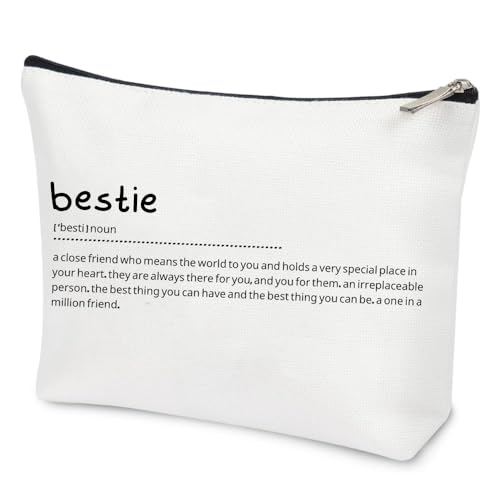 Bestie Friend Gifts for Women, Makeup Cosmetic Bag, Unique Christmas Birthday Graduation Xmas Gifts for Teens Sister, Adult Women Bridal Shower Party Travel Essentials Toiletry Case, Girls Presents