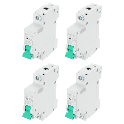 MECCANIXITY 4Pcs Miniature Circuit Breaker 1P 10A AC 110V DZ47-63 DIN Rail Mount Disconnect Switch...