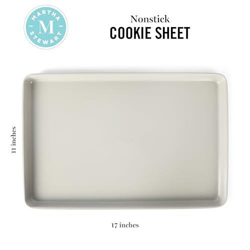 Image of Martha Stewart Gallen 17 x 11 Inch Nonstick Carbon Steel Cookie Sheet - Cool Grey, Durable Bakeware for Even Baking and Easy Cleanup