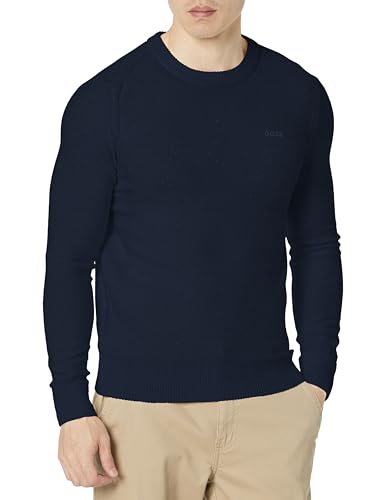 BOSS Men's Brand Embroidered Wool Blend Sweater in Reverse Knit