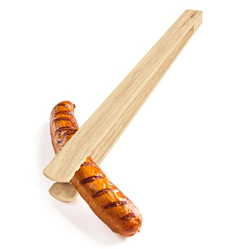 Grillzange Holz Natur aus unbehandeltem Buchenholz, geleimt, 30cm, Holzzange zum Grillen geriffelt mit festem Griff