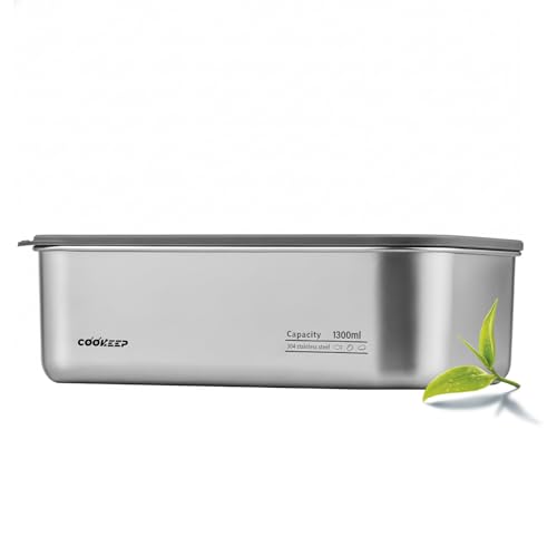 cookeep 44oz/1300ml Stainless steel food storage containers With lids, metal