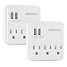 Oviitech Multi Wall Mount Adapter Outlet with Dual 2.1A USB Charging Ports and 3 Electrical Sockets, Plug-in Splitter ETL Listed，White，2 Pack