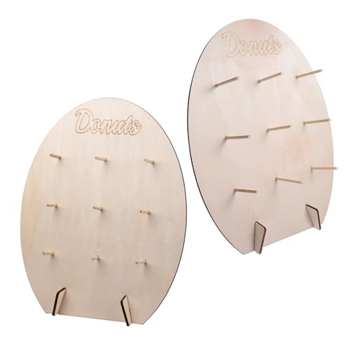 INCNMAD Soporte para Donuts de Madera 2 pcs Expositor de Donut para Candy Bar Tartas, para Fiesta de Cumpleaños, Pastel de Bodas, Decoración de Rosquillas 40 x 30 cm Oval