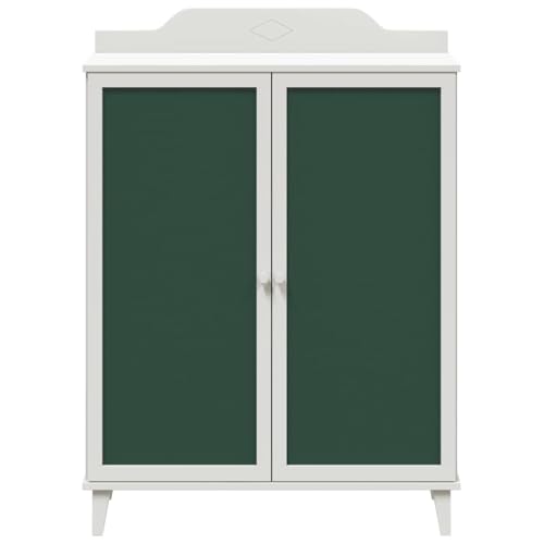 Mueble de madera con panel frontal blanco y dos puertas en dimensiones compactas 80x40x110 cm 7