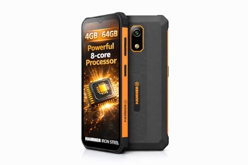 Hammer Iron Steel Lite sans contrat Robuste, étanche, Double SIM, puissante Batterie 6500 mAh, 64 Go + 4 Go de RAM, Android 14,Photo 13 Mpx avec capteur de...