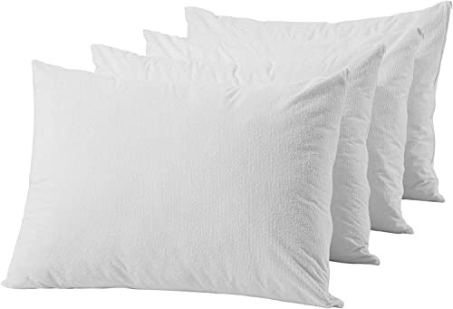 Niagara Sleep Solution Waterproof Pillow Protectors Standard 4 Pack Cotton Terry 100% Waterproof Zippered White Pillow Encasement Washable Long Life Soft #TOP1