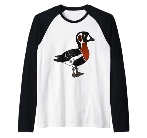 Cute Cartoon Red-breasted Goose Fun Birdorable Waterfowl Raglan Baseball Tee