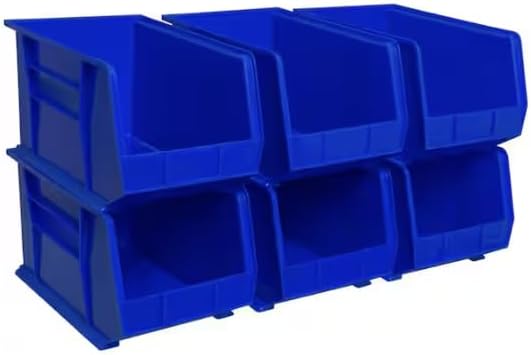 Blue Plastic Stackable Shelf Bins/Storage Totes (6-Pack) RV77535