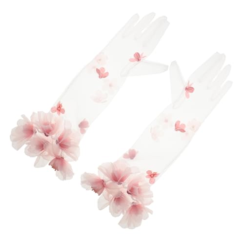 Guantes de novia de tul largos para fiestas de té de verano y bodas
