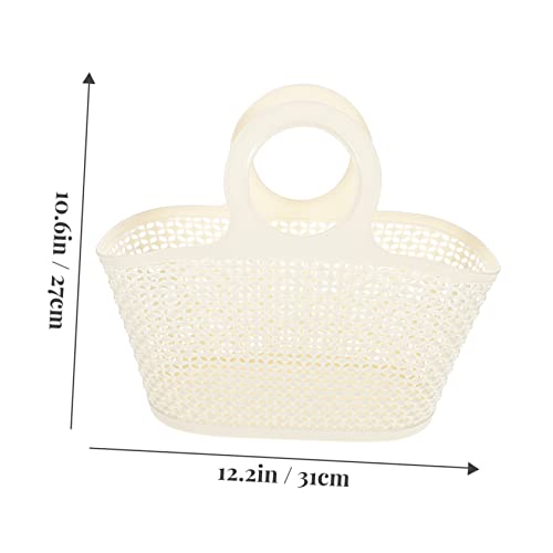 Cabilock 2Pcs Portable Household Toiletry Shower Basket Beige Small Handheld Bathroom Storage Basket with Ventilated Design for Drying and Organizing Bath Products in Kitchen Dorm and Home - Thumbnail 2