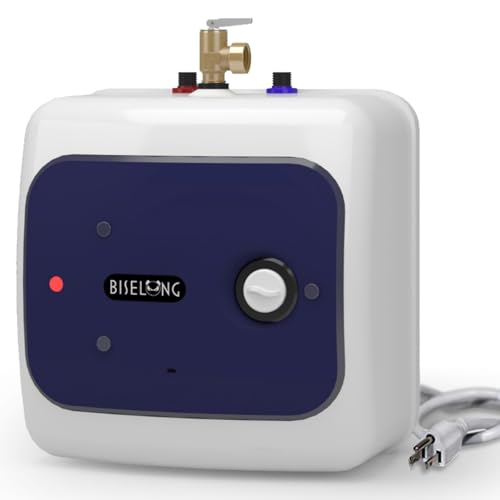 110V-120V 1500W Small Instant ElectricTank 4 Gallon Storage Hot Water Heater, Kitchen Under Sink Cabinet RV Trailer, Easy to Install,2 PCs 16” Long 1/2”FIP Stainless Steel Hose15L
