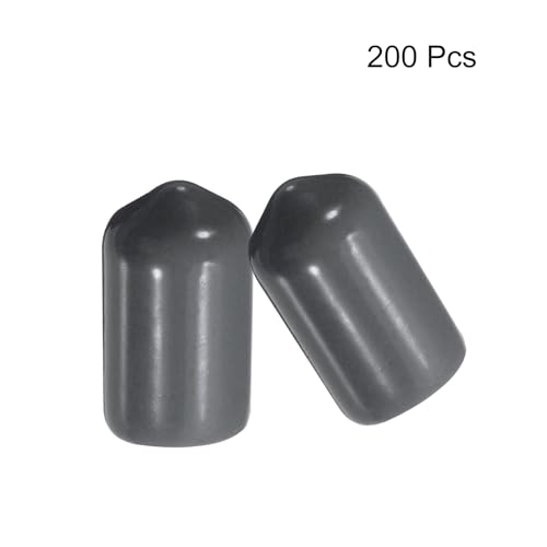 Tapas de goma de 10 mm contra óxido: 200 protectores de vinilo gris oscuro para tornillos 3