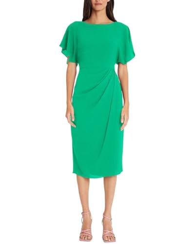 Maggy London Women's Dresses Boat Neck Flutter Sleeve Dress Occasion Event Guest of, Bubble CRP - Bright Jade, 0
