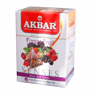 AkbarHerbal Senses Forest Fruit 20 x 2g Pyramid Tea Bags in Packets, Orange