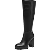 AIUNIIND Platform Knee High Black Boots Women Chunky...