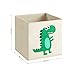 SONGMICS Aufbewahrungsbox, 3er Set, Aufbewahrungskorb, Spielzeugaufbewahrung, Stoffboxen, 30 x 30 x 30 cm, faltbar, mit Griffen, Schlafzimmer, Spielzimmer, Dinosaurier-Motive, beige RFB704W03